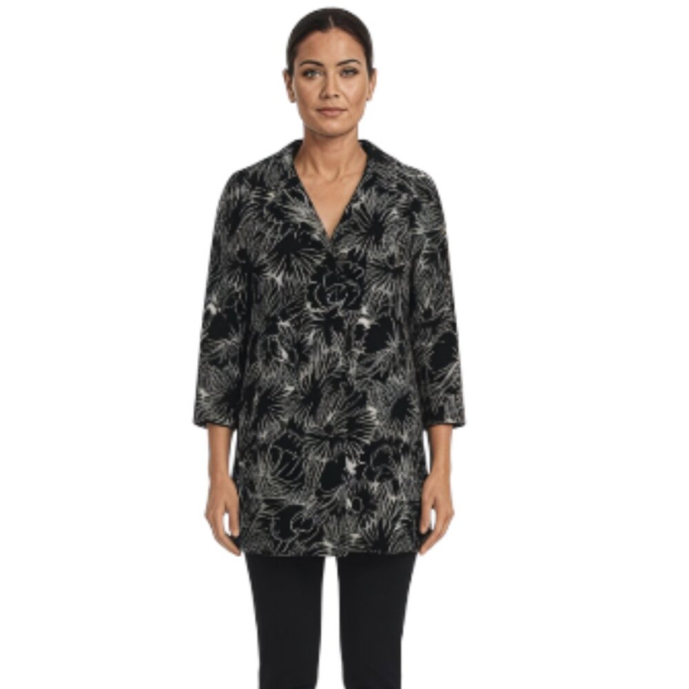 Ann Taylor XS Black White Floral Button Down Jacket Blazer